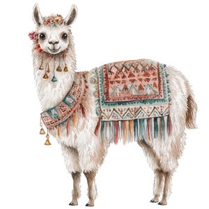 10 Lama Clipart, Lama, Rolig Lama, Utskrivbar Akvarell Clipart, Högkvalitativa JPG/PNG-bilder, Digital nedladdning, Hög upplösning, Papperspyssel bild 7