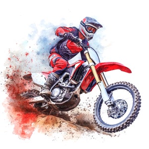12 Dirt Bike Clipart, Motocross Clipart, Motorcycle, Printable Watercolor clipart, High Quality PNGs, Digital download, Paper craft, journal image 9