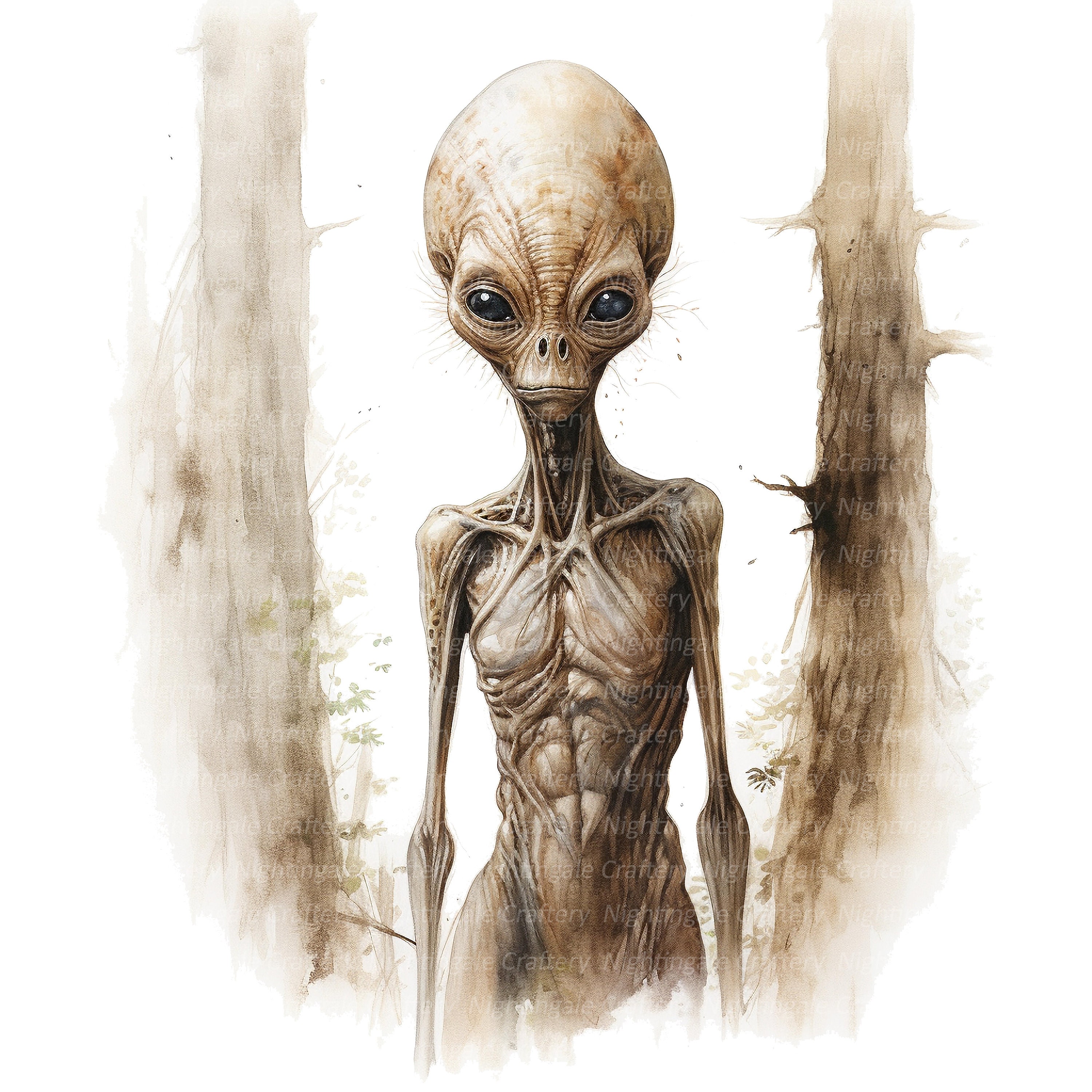 14 Alien Clipart, Aliens Clipart, UFO, Printable Watercolor Clipart ...
