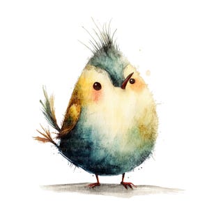 12 pájaros caprichosos, imágenes prediseñadas de aves en acuarela, imágenes prediseñadas digitales, imágenes prediseñadas de acuarela, archivos JPG de alta calidad, imágenes prediseñadas imprimibles, descarga digital