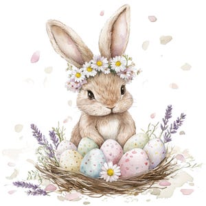 8 Easter Bunny Eggs Clipart 4, Easter Clipart, Printable Watercolor clipart, High Quality JPG/PNGs, Digital download, Paper craft, journal