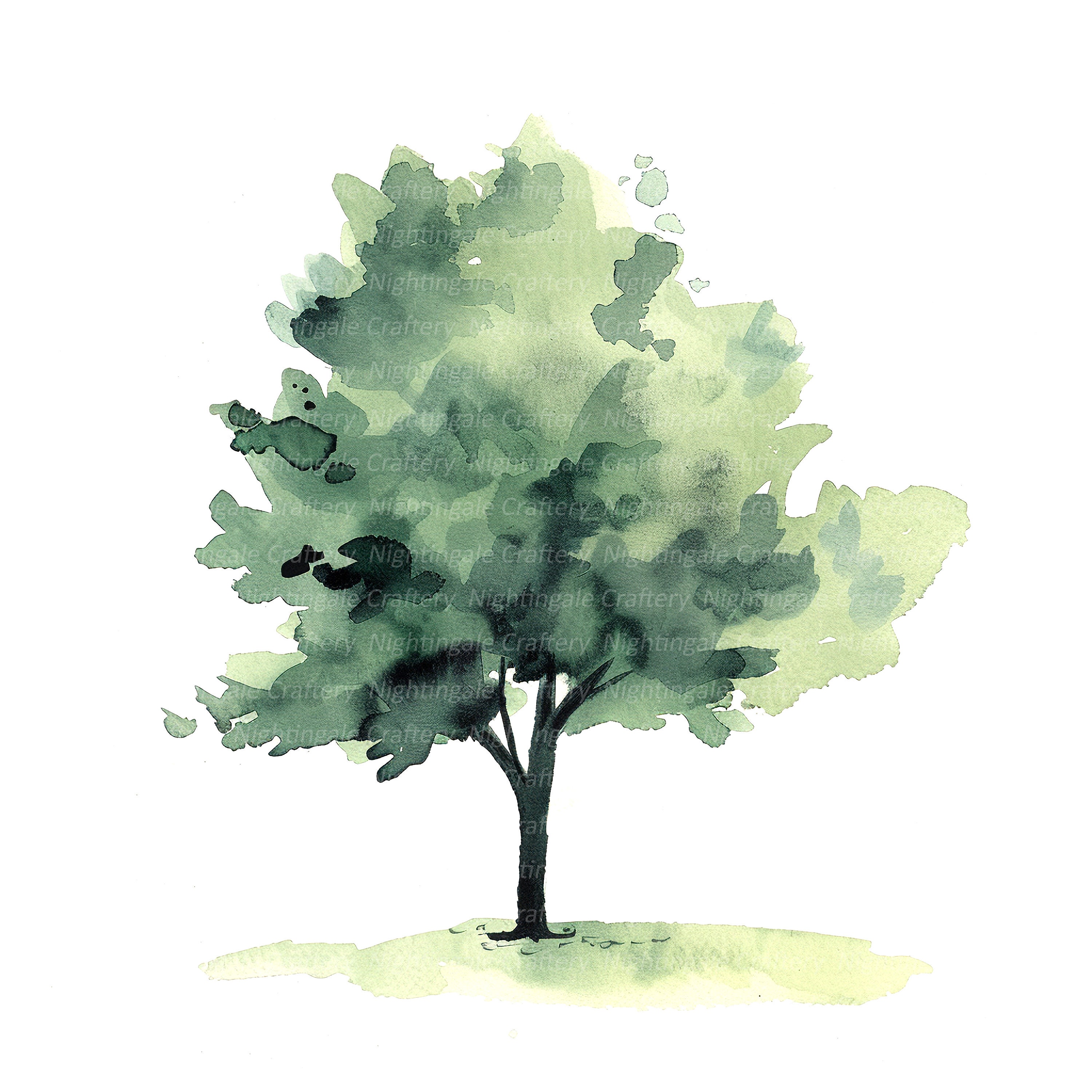 10 Minimalistic Tree Clipart, Simple Tree, Printable Watercolor Clipart ...