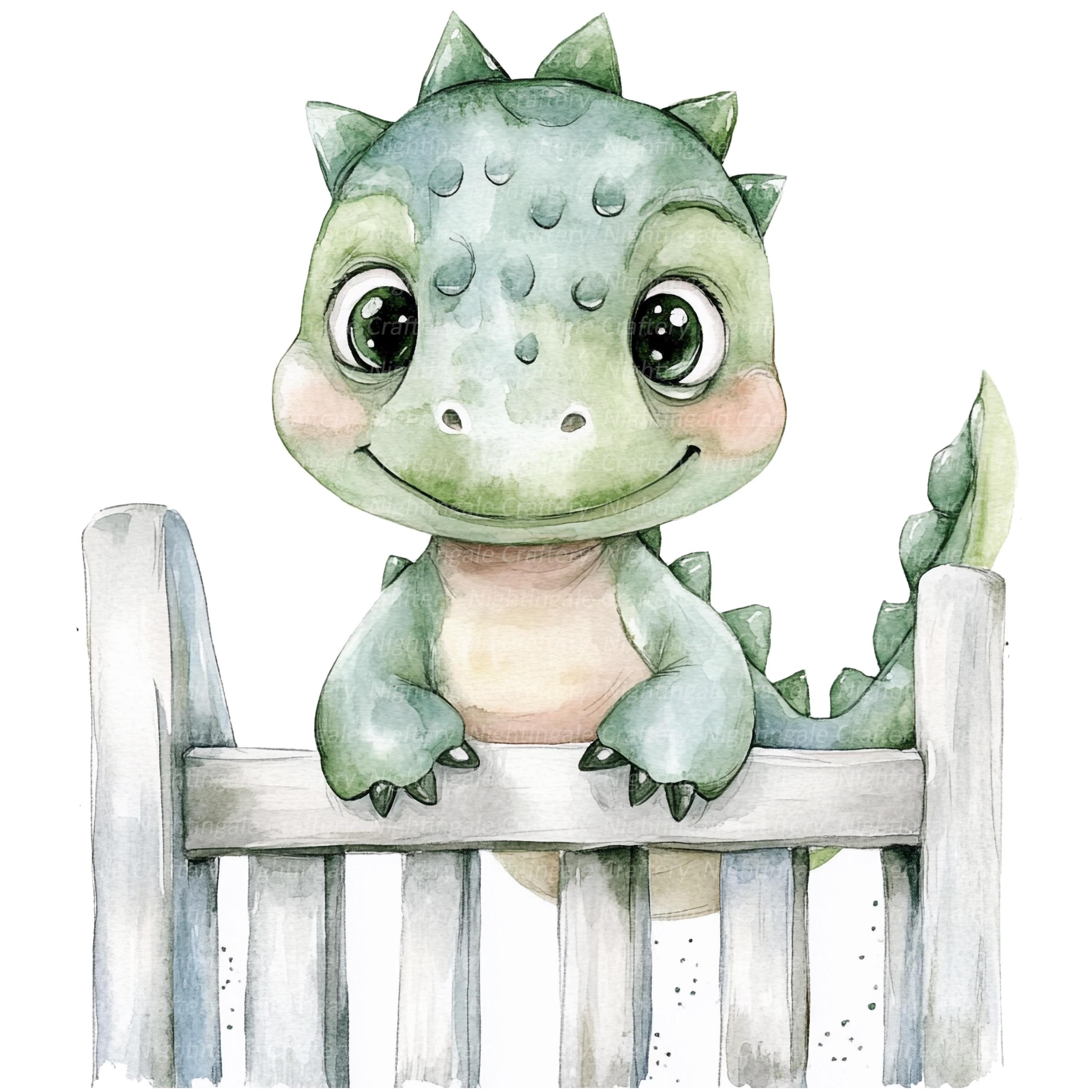 10 Nursery Dinosaur Clipart, Baby Shower Print, Printable Watercolor ...