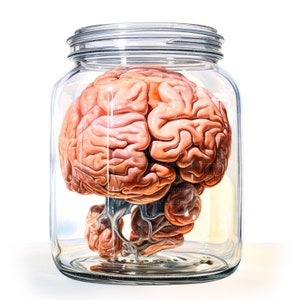 8 Human Brain in Jar Clipart, Halloween, Printable Watercolor Clipart ...