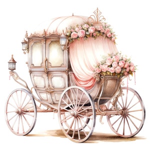 10 Carrozza floreale Set 2 Clipart, Carrozza della principessa, Clipart digitale, Clipart acquerello, Clipart stampabile, Download digitale, Mestiere di carta