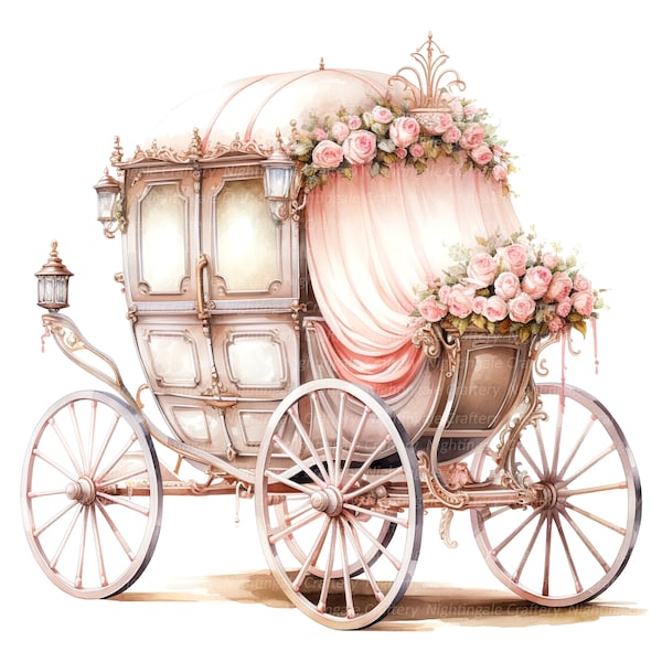 10 Floral Carriage Set 2 Clipart, Princess Carriage, Digital Clipart, Watercolor clipart, Printable clipart, Digital download, Paper craft