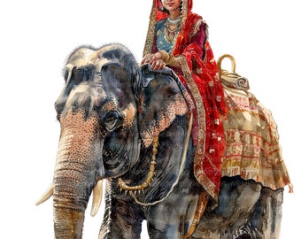 象に乗る女性 10 枚のイラスト、インド象、インド人女性、印刷可能な