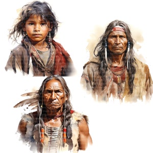 14 clipart di bundle di nativi americani indiani, clipart acquerello stampabile, JPG di alta qualità, download digitale, artigianato di carta, diario spazzatura