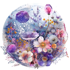12 bloemendecor cirkel set 3, bloemen, digitale clipart, aquarel clipart, hoge kwaliteit jpg's, digitale download, Paper Craft, ongewenste tijdschriften