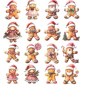 20 Gingerbread Man clipart, kerst peperkoek, afdrukbare aquarel clipart, hoge kwaliteit jpg's, digitale download, papier ambacht, stickers