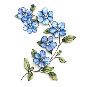 8 Forget Me Not Ephemera, Sublimation de myosotis, clipart aquarelle imprimable, fichiers JPG de haute qualité, téléchargement numérique, journaux indésirables