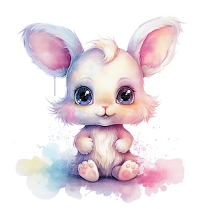 12 Cartoon Bunny Clipart, Pop Bunny Clipart, druckbare Aquarell Clipart, hochwertige JPGs, digitaler Download, Papiermodell, Junk Journals