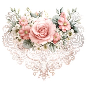 10 clipart de renda floral vintage, renda de flores, clipart em aquarela para impressão, PNGs de alta qualidade, download digital, artesanato em papel, diários indesejados
