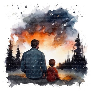 12 Dad and Son Clipart, Starry Night Clipart, Father and Son, Printable ...