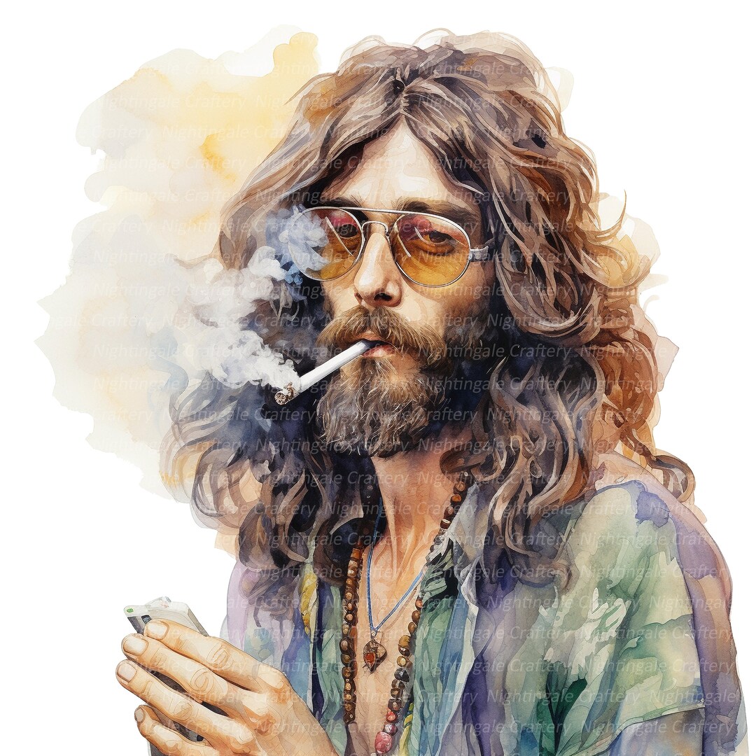 10 Hippies Clipart, Hippie Clipart, Hippy, Printable Watercolor Clipart ...