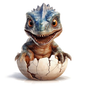 14 Imágenes prediseñadas de eclosión de dinosaurios, huevo de dinosaurio, imágenes prediseñadas de acuarela imprimibles, JPG de alta calidad, descarga digital, artesanía de papel, diarios basura