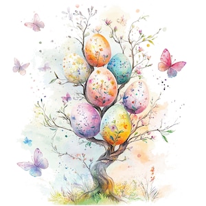 10 abstrakte Osterkarten, Ostereier Clipart, druckbare Aquarell Clipart, hochwertige JPGs, digitaler Download, Papiermodell, Junk Journals