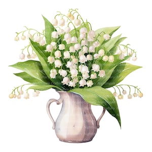 12 cliparts muguet, clipart aquarelle imprimable, 12 fichiers PNG de haute qualité, téléchargement numérique, créations en papier, journal de bordel
