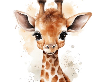 10 Giraffe Baby Clipart, Giraffe for Nursery, Printable Watercolor clipart, High Quality JPG, Digital download, High resolution, Paper craft