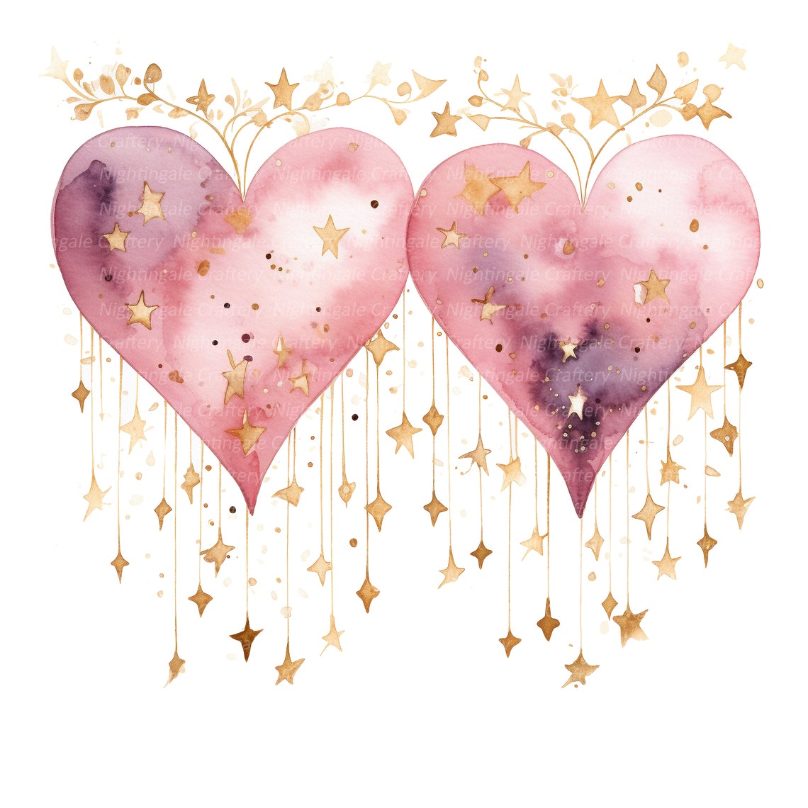 14 PNG Pink Gold Hearts Clipart, Floral Heart Clipart, Digital Clipart ...