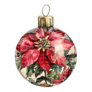 10 Weihnachtsstern Kugel Clipart, Christbaumkugel Clipart, druckbare Aquarell Clipart, hochwertige JPG, digitaler Download, Papiermodell