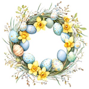 10 Clipart di ghirlande pasquali, Clipart di decorazioni pasquali, Clipart di illustrazioni stampabili, PNG di alta qualità, Download digitale, Carta artigianale, diari