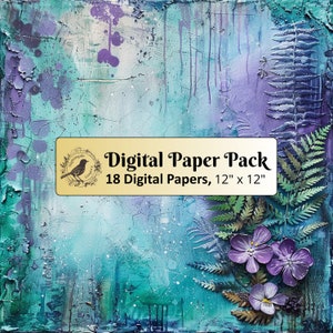 18 feuilles de fougères vintage, paquet de papier numérique 12 x 12, papier journal indésirable, papier de scrapbooking, papier imprimable, fichiers JPG de haute qualité