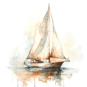 10 zeilboot clipart, zeiljacht print, afdrukbare aquarel clipart, hoge kwaliteit png's, digitale download, papier ambacht, ongewenste tijdschriften