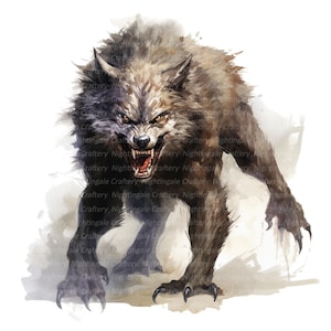 9 Scary Werewolf Clipart, Horror Clipart, Printable Watercolor clipart, High Quality JPGs, Digital download, Paper craft, junk journals