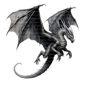 14 Dragon Tattoo Clipart, Drago cinese, clipart acquerello stampabile, JPG di alta qualità, download digitale, artigianato di carta, diari spazzatura