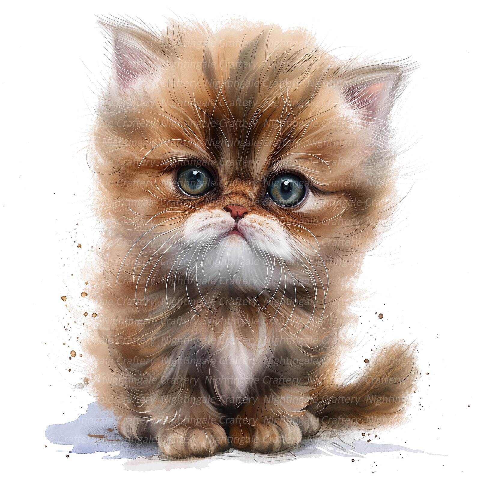 Gumpy Kitten 10 Super Grumpy Kitten Clipart, Fluffy Kitten, Printable Watercolor ...