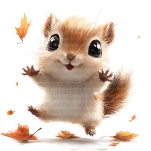 10 mignons cliparts écureuil heureux, bébé écureuil, clipart aquarelle imprimable, fichiers JPG de haute qualité, téléchargement numérique, créations en papier, sublimation