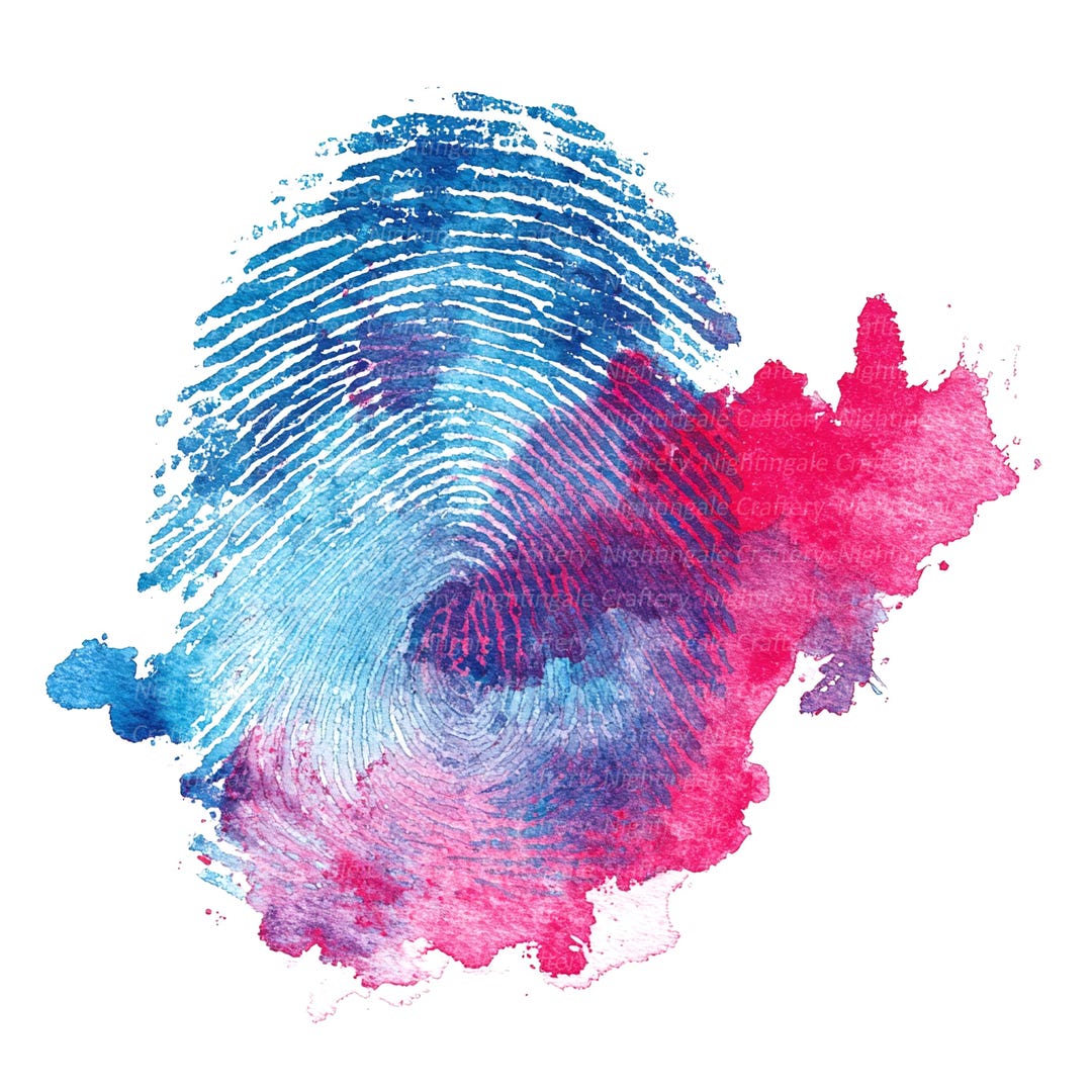 10 Abstract Fingerprints Clipart, Fingerprint Art, Printable Watercolor ...