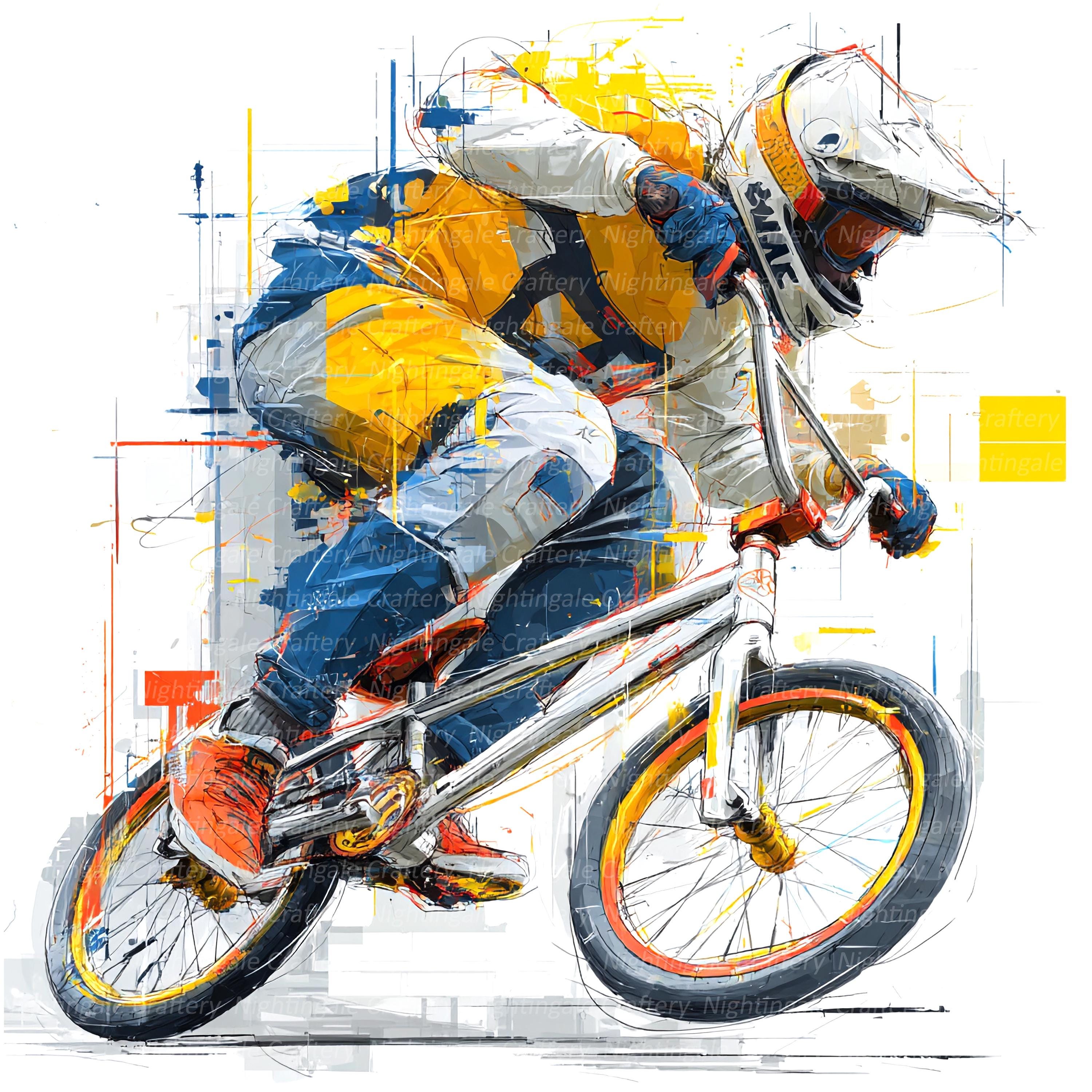 8 BMX Clipart, BMX Art, Bmx Graffiti, Printable Watercolor Clipart