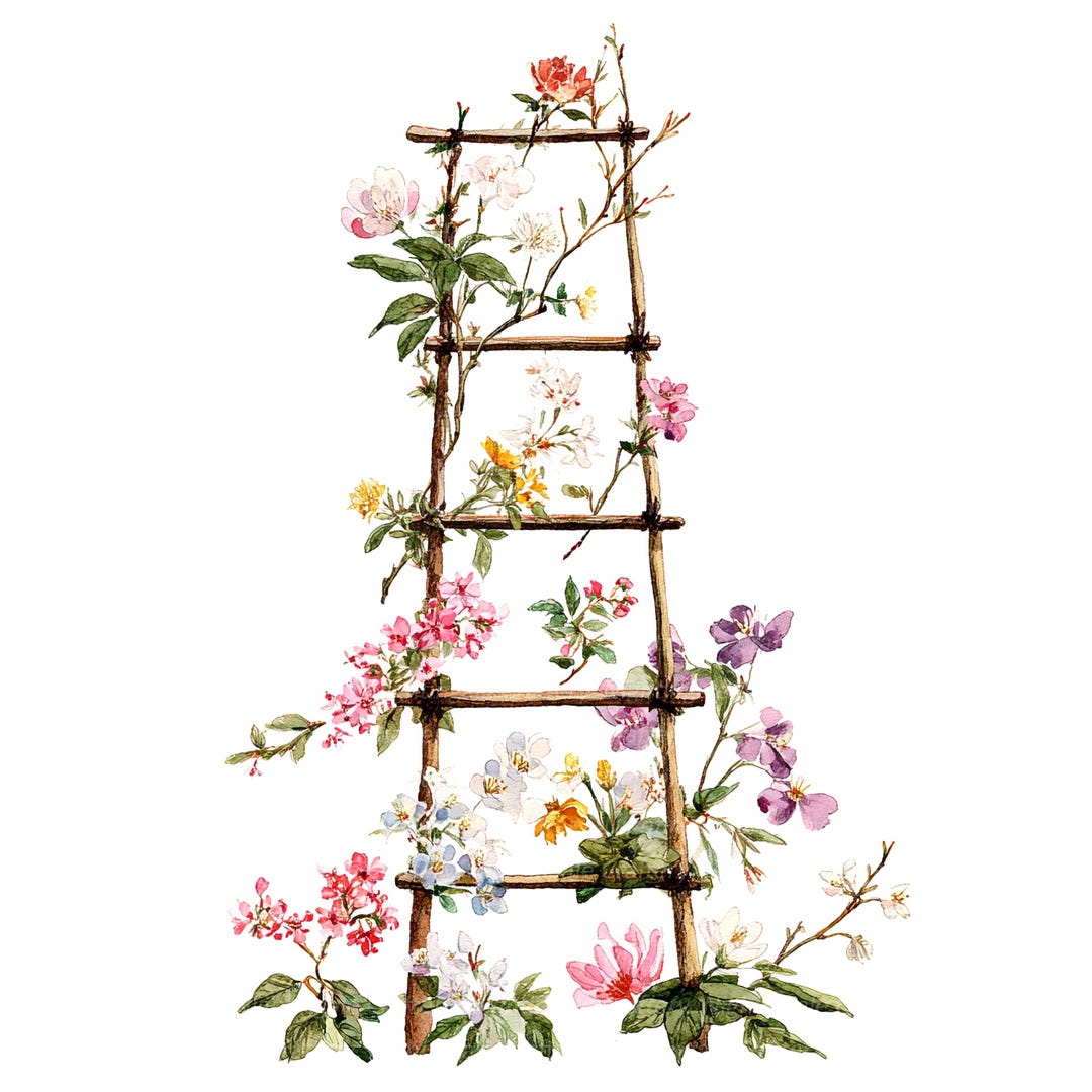 11 Floral Ladder Clipart, Flowers Stairs, Printable Watercolor Clipart ...