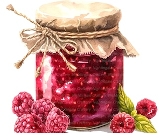 10 Vintage Jam Jar Clipart, Vintage Jar Clipart, Wydrukowalne akwarelowe clipart, Wysokiej jakości PNG, Pobieranie cyfrowe, Rękodzieło papierowe, dziennik śmieci