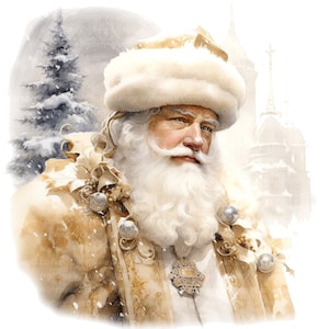 8 cliparts Noël père Noël, cadeau père, clipart aquarelle imprimable, JPG de haute qualité, téléchargement numérique, créations en papier, journal indésirable