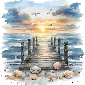 16 stormachtige oceaan clipart, nautische clipart, Sea Deck clipart, afdrukbare aquarel clipart, hoge kwaliteit png's, digitale download, papercraft