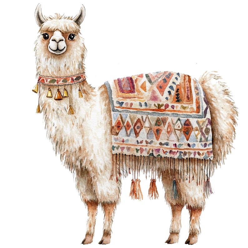 10 Lama Clipart, Lama, Rolig Lama, Utskrivbar Akvarell Clipart, Högkvalitativa JPG/PNG-bilder, Digital nedladdning, Hög upplösning, Papperspyssel bild 9