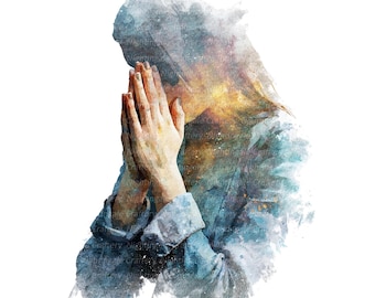 8 Woman Praying Clipart Set 4, Prayers, Printable Watercolor clipart, High Quality JPGs, Digital download, Paper craft, junk journal