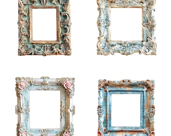 24 Rustic Frames Clipart, Ornate Frames, High Quality JPGs, Printable Watercolor clipart, Digital download, Paper craft, junk journals