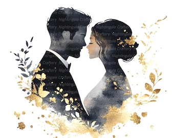9 Wedding Clipart, Wedding Invitation Card, Printable Watercolor clipart, High Quality JPGs, Digital download, Paper craft, Bride Clipart