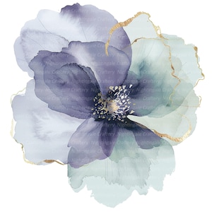 12 imágenes prediseñadas de flores abstractas, lavanda salvia, impresión de flores, imágenes prediseñadas de acuarela imprimibles, JPG de alta calidad, descarga digital, artesanía de papel