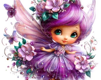 9 Floral Fairy Clipart, Cute Fairy Clipart, Printable Watercolor clipart, High Quality JPGs, Digital download, Paper craft, journals