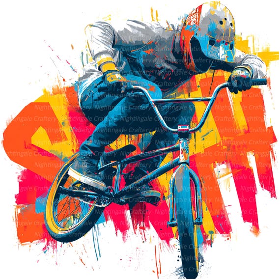 8 BMX Clipart, BMX Art, Bmx Graffiti, Printable Watercolor Clipart