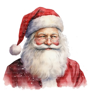 10 Christmas Santa Claus clipart, afdrukbare aquarel clipart, hoge kwaliteit png, digitale download, papercraft, junk journal