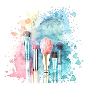 12 Clipart cosmetici acquerello, Clipart trucco, Clipart digitale, JPG di alta qualità, Clipart stampabile, Download digitale, Mestiere con la carta