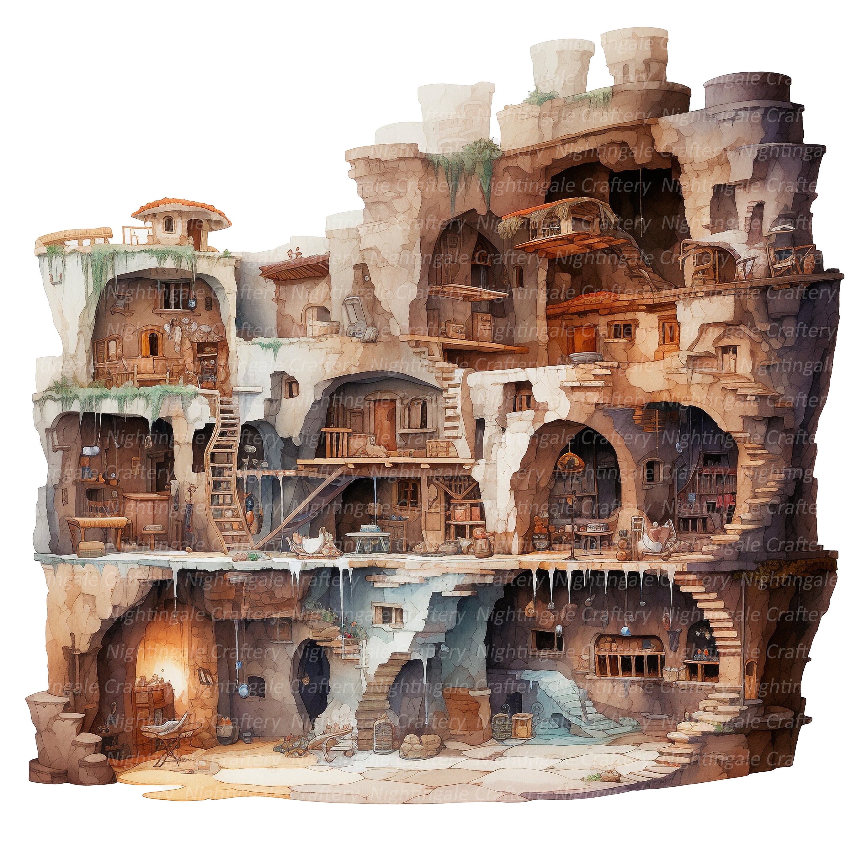 10 Fairy Rooms Clipart, Printable Watercolor Clipart, High Quality Jpgs ...