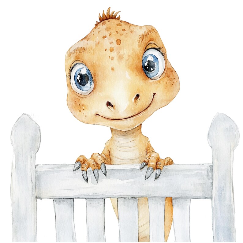 10 Nursery Dinosaur Clipart, Baby Shower Print, Printable Watercolor ...