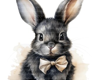 10 cliparts lapin avec papillon, clipart aquarelle imprimable, fichiers JPG de haute qualité, téléchargement numérique, créations en papier, journaux indésirables